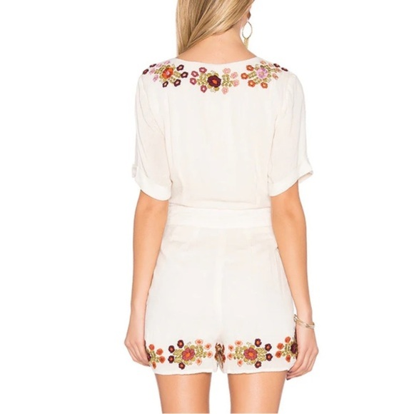 Tularosa Rowley Cut Out Romper size small flower embroidered romper - Picture 3 of 7